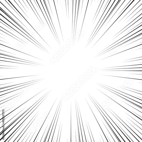 Speed Line background. Vector illustration. Comic book black and white radial lines background.