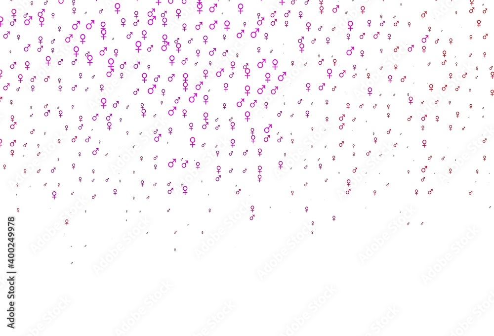 Light purple, pink vector background with gender symbols.