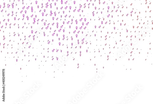 Light purple  pink vector background with gender symbols.