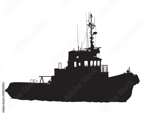 Large container ship is sailing on the sea. Isolated object on white background