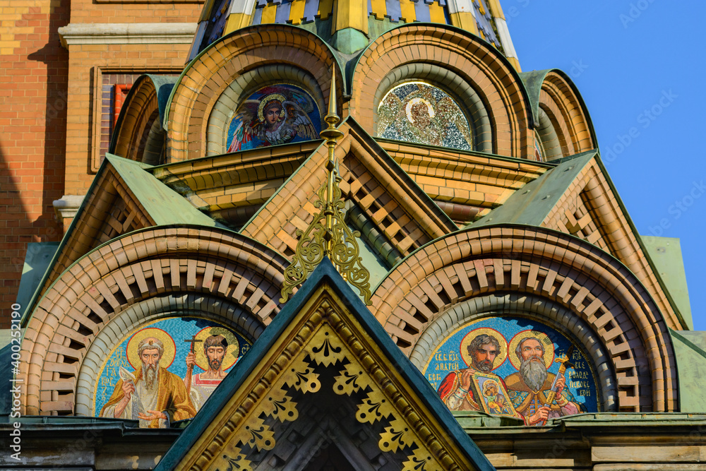 Fragment of the dome of the Cathedral of the Savior on Spilled Blood. St. Petersburg. Russia.