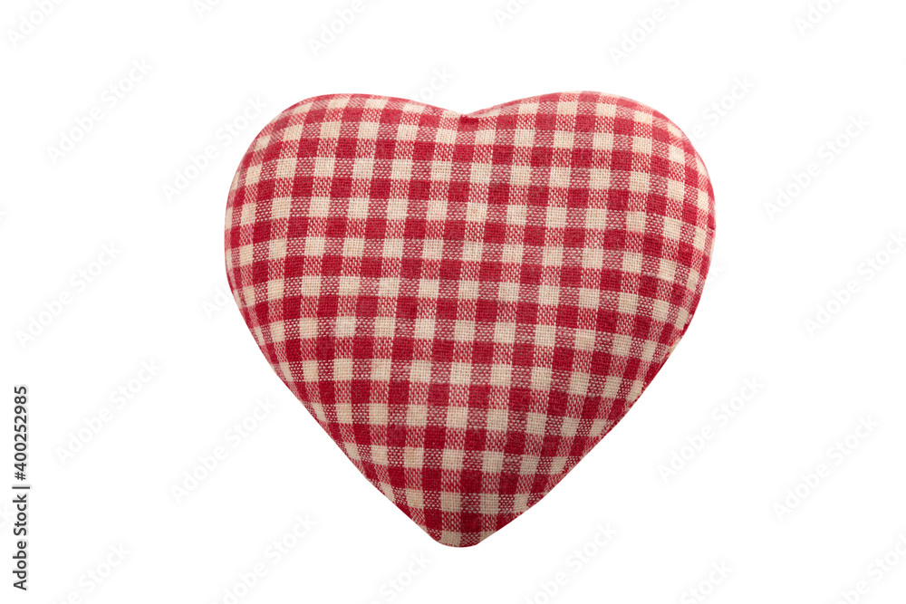 Red white checkered fabric heart