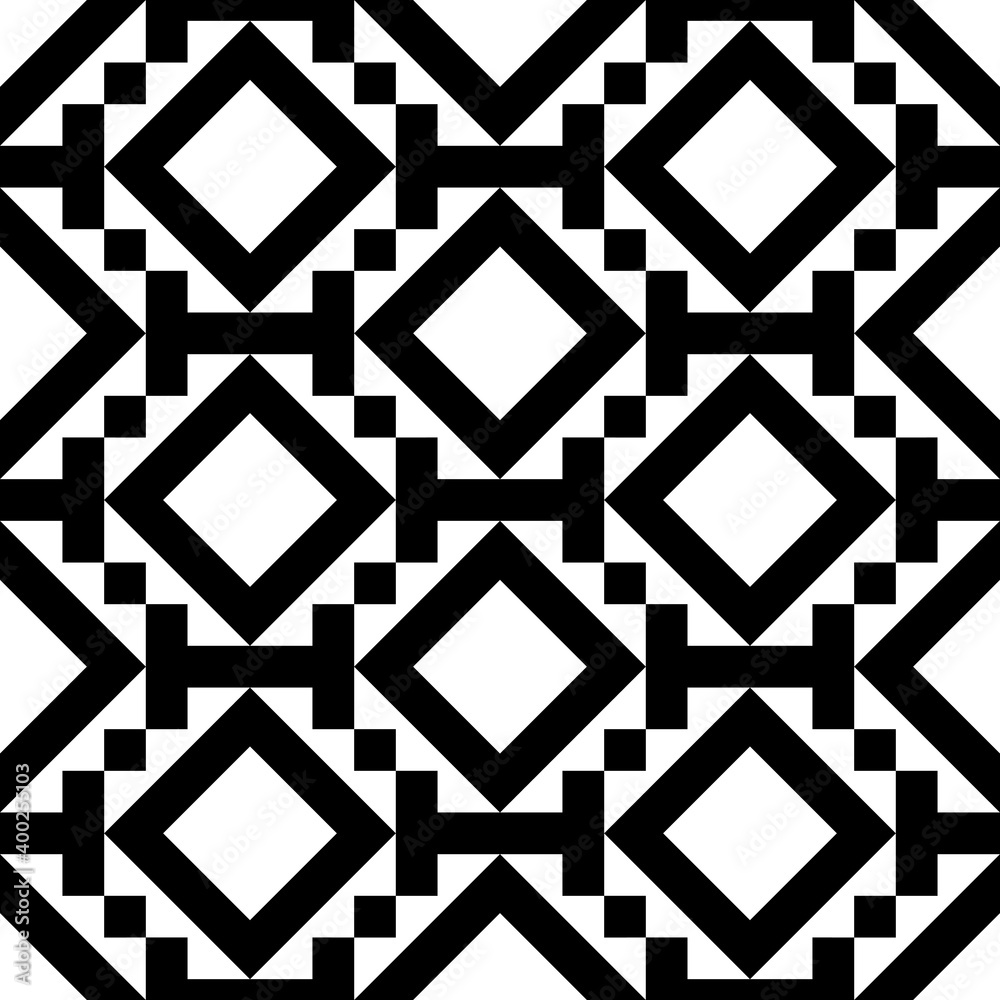 Obraz premium Rhombuses, diamonds, squares, checks, figures seamless pattern. Folk wallpaper. Geometric background. Tribal motif. Geometrical ornate. Ethnic ornament. Textile print, abstract vector