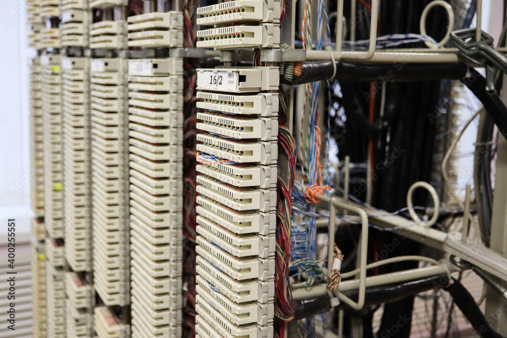 Tanlock Rack Distributed Telecommunication tag block racks in main distribution frame room Stock ...