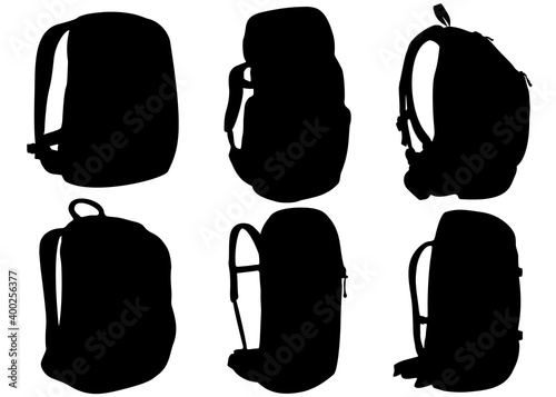 Tourist backpacks in a set.