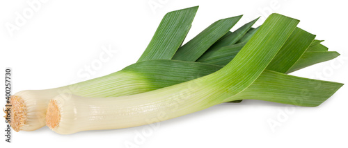 leek isolated on white background. with clipping path. full depth of field photo