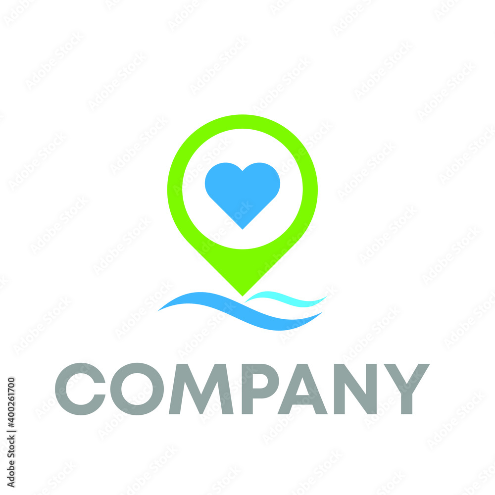 Heart Waves Pin Location Logo Heart Waves Pin Location Logo