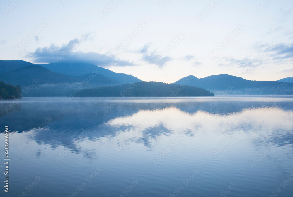 USA, New York, St. Armand, Sunrise over Lake Placid USA, New York, St. Armand, Sunrise over Lake Placid