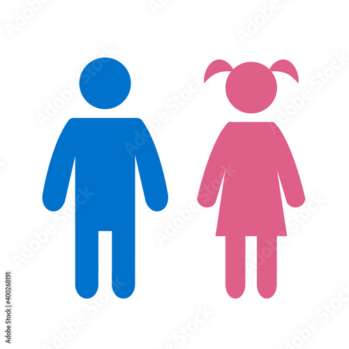 Girl and boy icon in two colour.