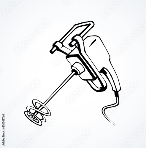 Hand mixer for concrete. Vector drawing