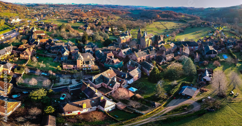 Collonges la Rouge (Corrèze, France) - Plus beau village de France - Vue aérienne