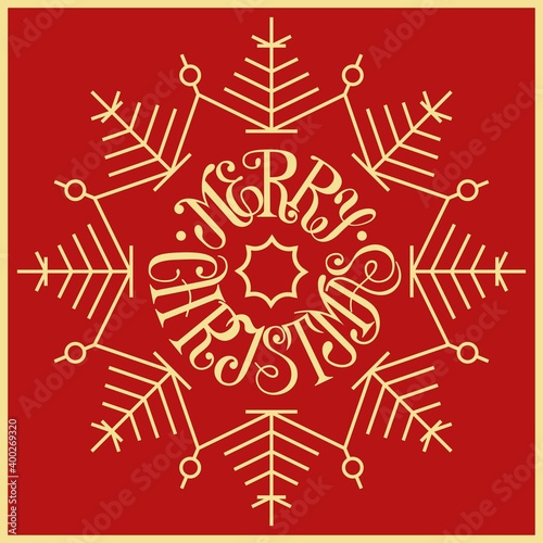 Christmas greeting card. Vector lettering 