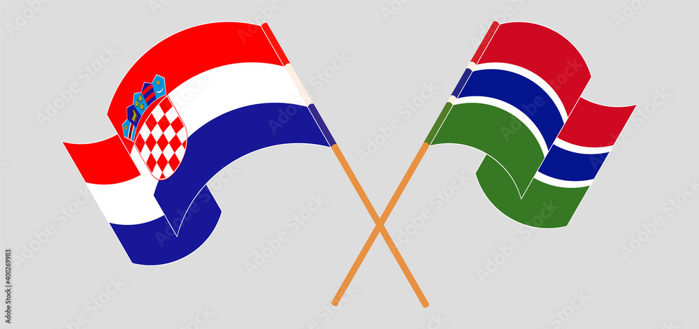Crossed flags of Croatia and the Gambia