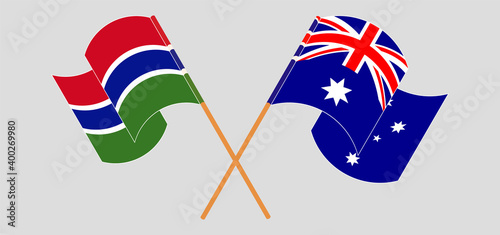 Crossed flags of the Gambia and Australia