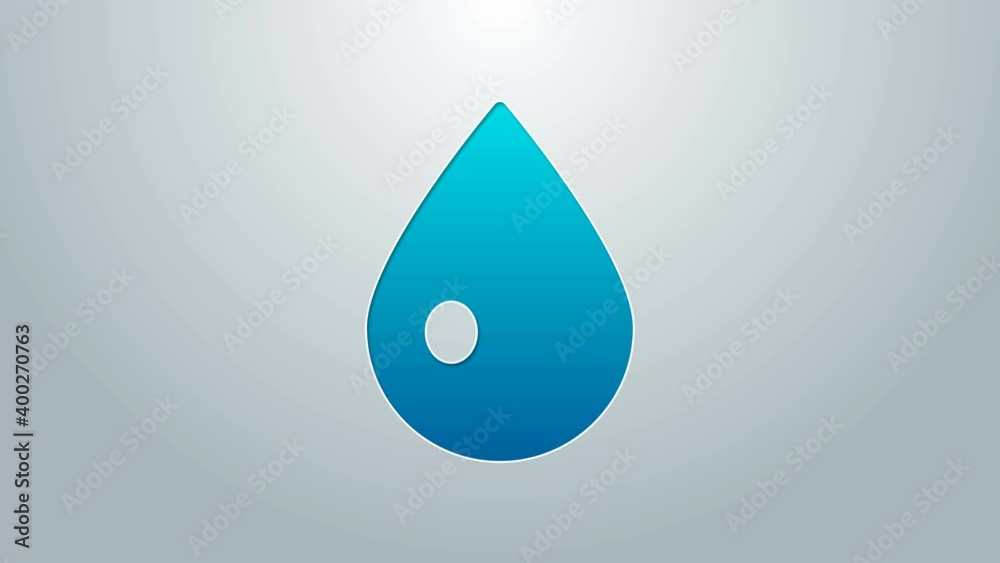 Blue line Water drop icon isolated on grey background. 4K Video motion graphic animation Blue line Water drop icon isolated on grey background. 4K Video motion graphic animation