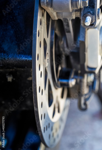 Macro Shoot of Motorcycle Rear Wheel Brake Disk. photo