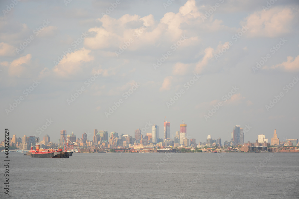 New York, NY, USA - May 30, 2019: View from Staten Island Ferry