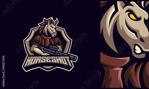 Horse Soldier Mascot and Sport Logo Template