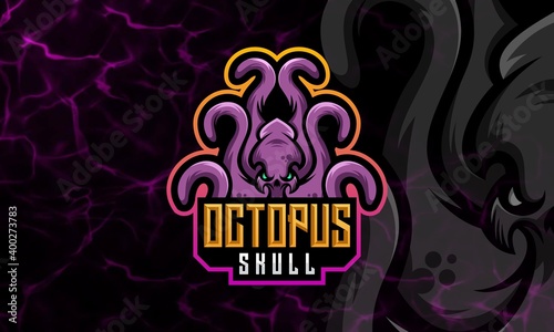 Octopus, Squid Modern Mascot and Sport Logo Design Template