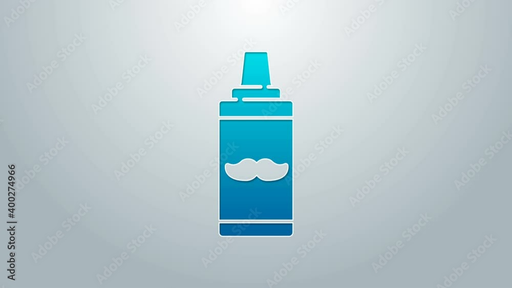 Blue line Shaving gel foam icon isolated on grey background. Shaving cream. 4K Video motion graphic animation Blue line Shaving gel foam icon isolated on grey background. Shaving cream. 4K Video motion graphic animation
