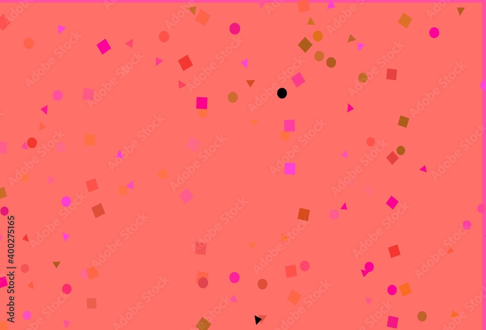 Light Pink, Yellow vector background with triangles, circles, cubes.