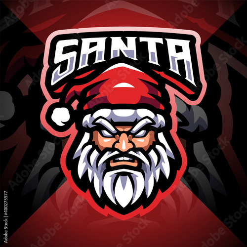 Santa head esport mascot logo 