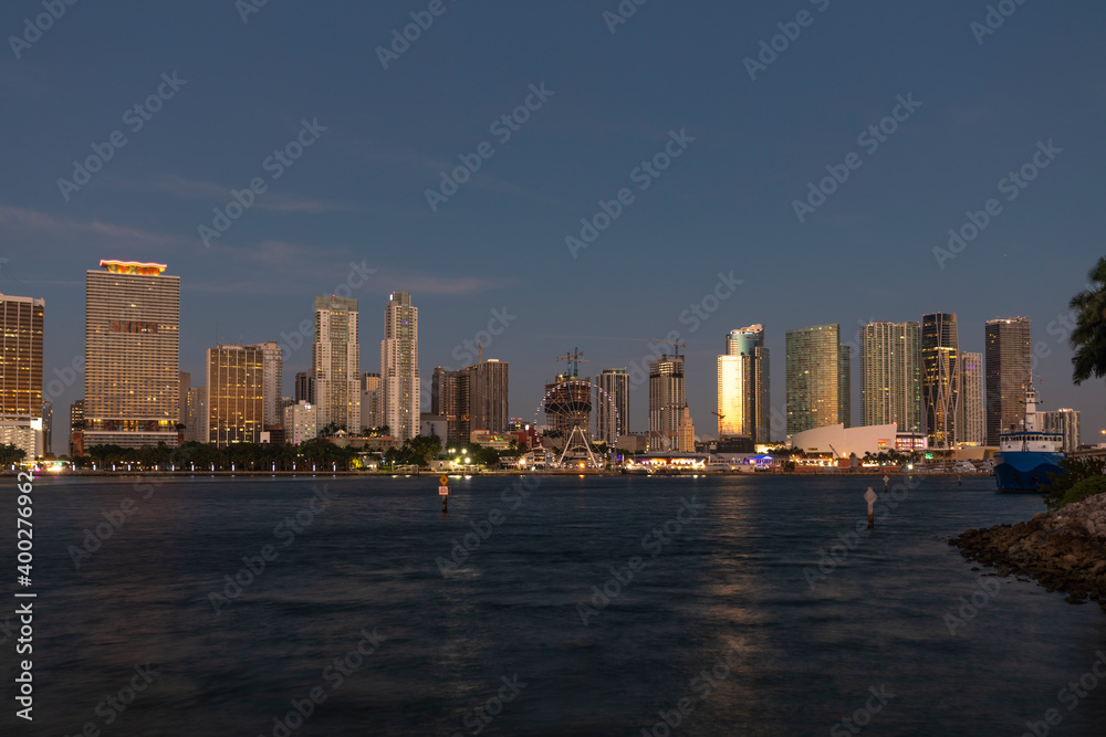 Miami skyline at sunrise, Florida, USA