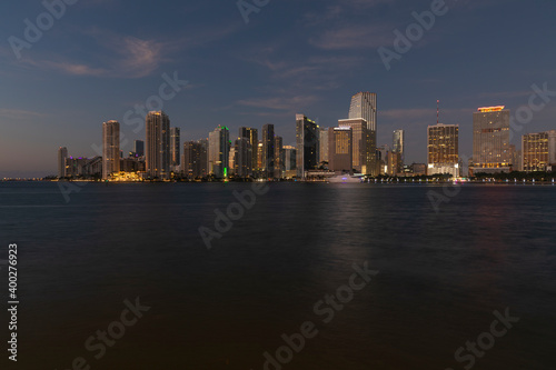 Miami skyline at sunrise  Florida  USA