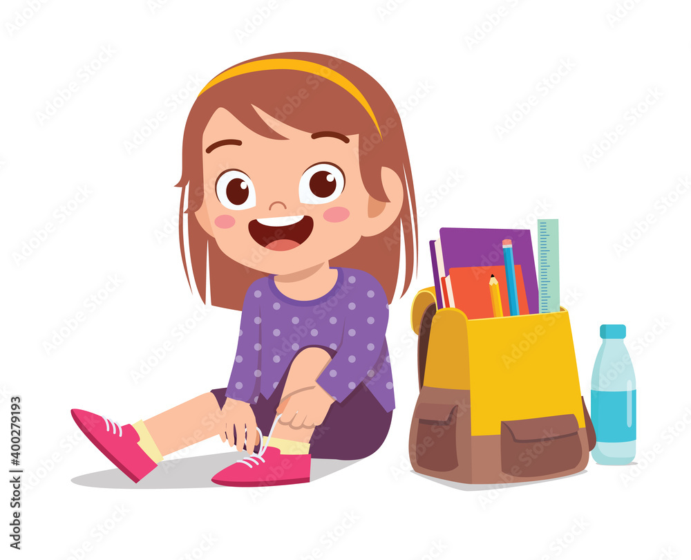 happy cute little kid girl tie shoe shoelace happy cute little kid girl tie shoe shoelace