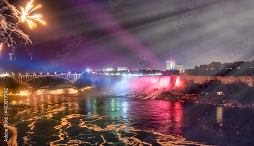 Amazing night colors of Niagara Falls, canadian side