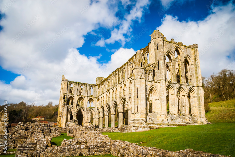 Ruins of the ancient Riveaulx Abbey, Yorkshire, United Kingdom