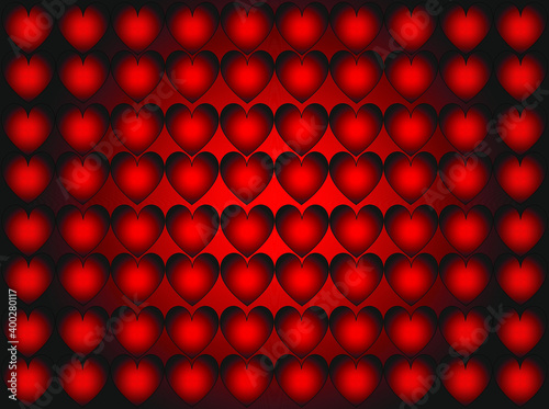 hear shape objects on vivid red and black gradient background texture space Saint Valentine sweaty concept illustration 