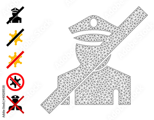 Mesh polygonal frorbidden police icon with simple structure created from frorbidden police vector graphics. Carcass mesh polygonal frorbidden police. Wire carcass flat mesh in eps10 vector format.