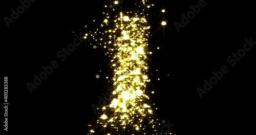 Countdown gold glittering numbers for festive New Year timer. Golden glitter 5 seconds count down clock