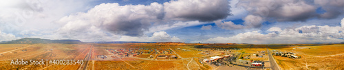 Aerial panoramic view of Kayenta and surrounding countryside, USA