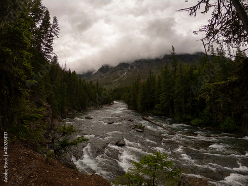 Gallatin Valley River Rushing During Storm in Big Sky Montana photo