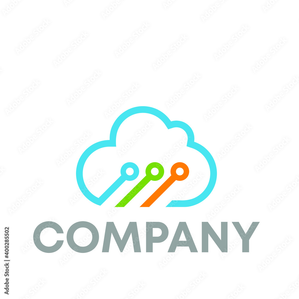 Cloud Circuit Logo Design Cloud Circuit Logo Design