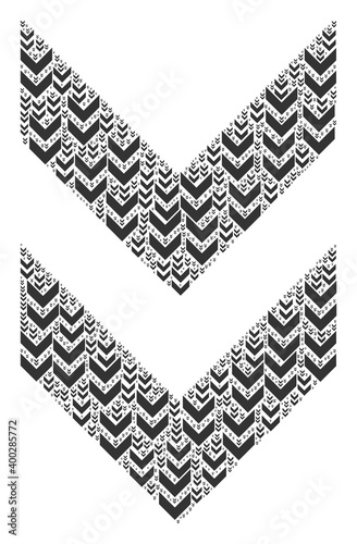 Fractal collage from shift down. Flat vector shift down collage is created of randomized self shift down icons.