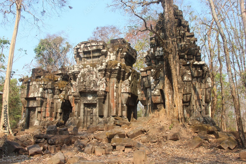 Cambodia. Wat Pu Ta Nak temple. The Hindu temple was built in the tenth century, Angkor period. Preah Vihear city