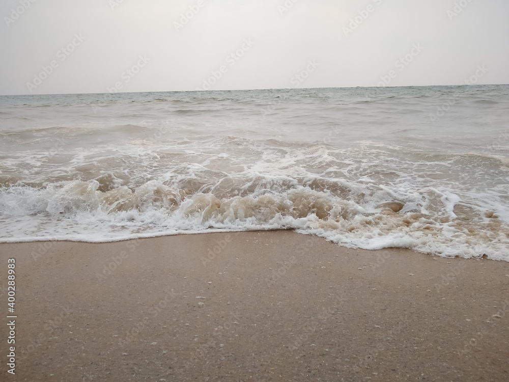 Waves on the beach seascape view, Kurumpanai beach in Tamilnadu, India Waves on the beach seascape view, Kurumpanai beach in Tamilnadu, India