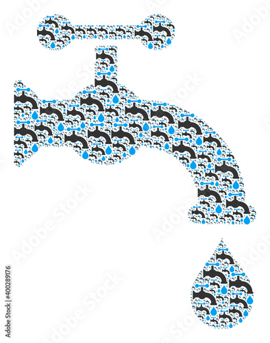 Repeating composition from water tap. Flat vector water tap composition is organized from scattered recursive water tap icons.