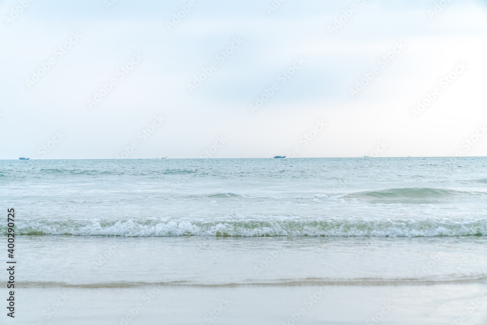 Fototapeta premium Sea and sand in Silver Beach, Beihai City, Guangxi Province, China
