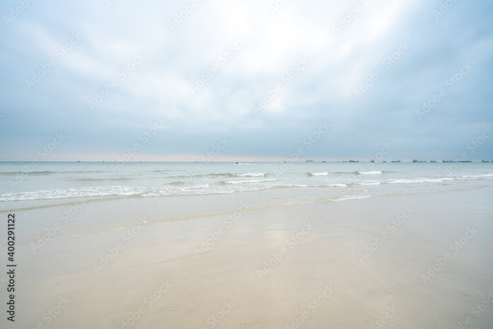 Sea and sand in Silver Beach, Beihai City, Guangxi Province, China