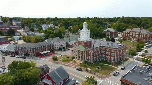 Dover City Hall aerial view at 288 Central Avenue in downtown Dover, New Hampshire NH, USA.  photo
