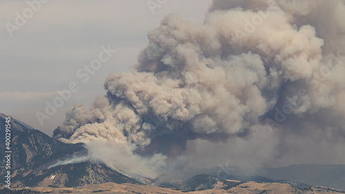 M Hike Fire in 2020, Fire in Bozeman Montana on Bridger Mountain Range, Landscape of Fire and Smoke