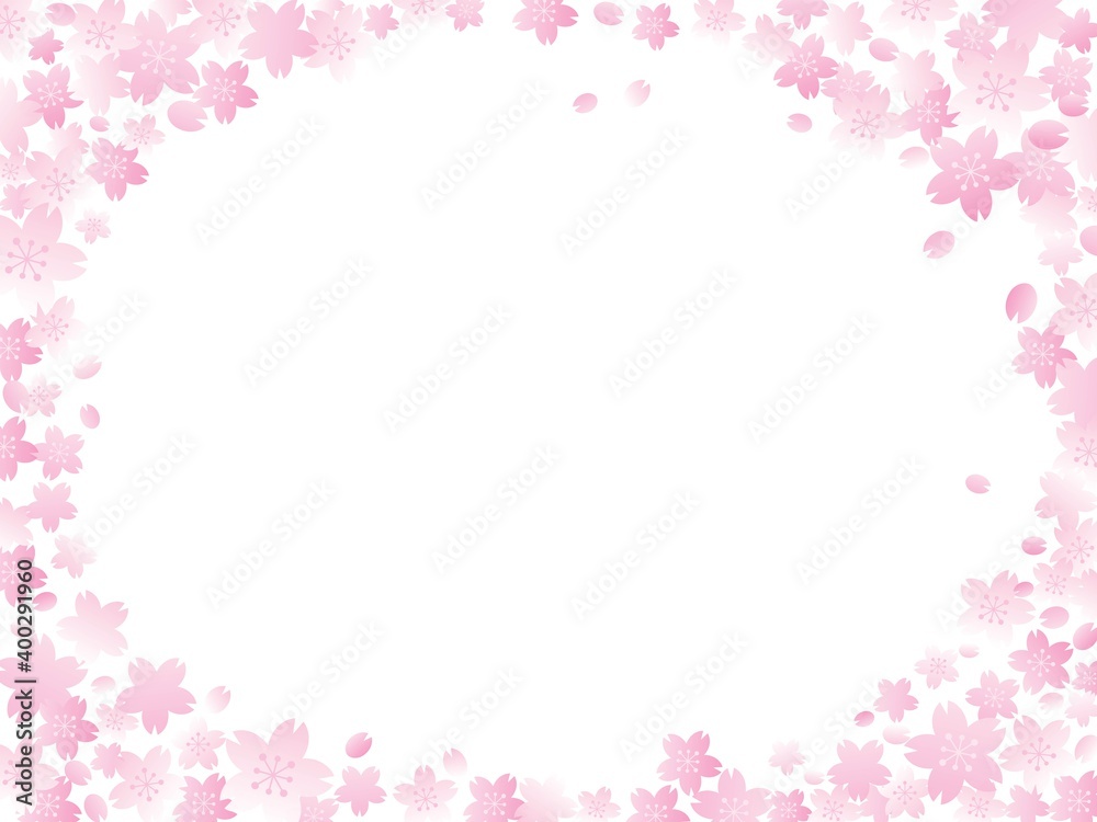 ピンクの桜のフレームイラスト