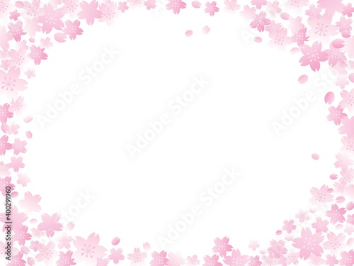 ピンクの桜のフレームイラスト © Third Stone