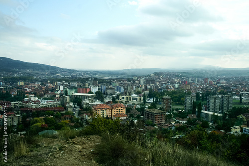 panorama ofNorth Mitrovica, the serbian part of the town, with South mitrovica in background, It is a symbol of the division between albanians and serbs in the city of Mitrovica