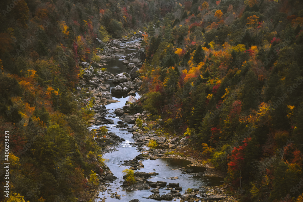 Fall at Honey Creek Loop Trail at Big South Fork National Recreation Area in central Tennessee 