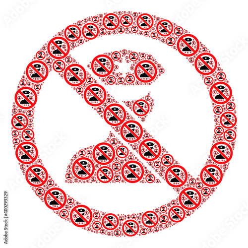 Recursion collage of stop policeman. Flat vector stop policeman collage is designed from randomized recursive stop policeman elements.